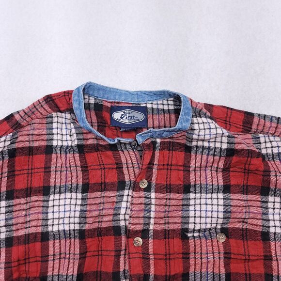 Wear First Tartan Flannel Button Up Casual Shirt Mens Size Medium M Red White - Picture 1 of 10